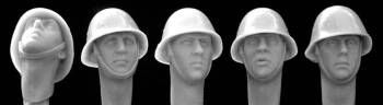 5 heads, Dutch/Romanian steel helmets, WW2