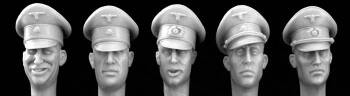 German Officer heads wearing Schirmutze cap SS and